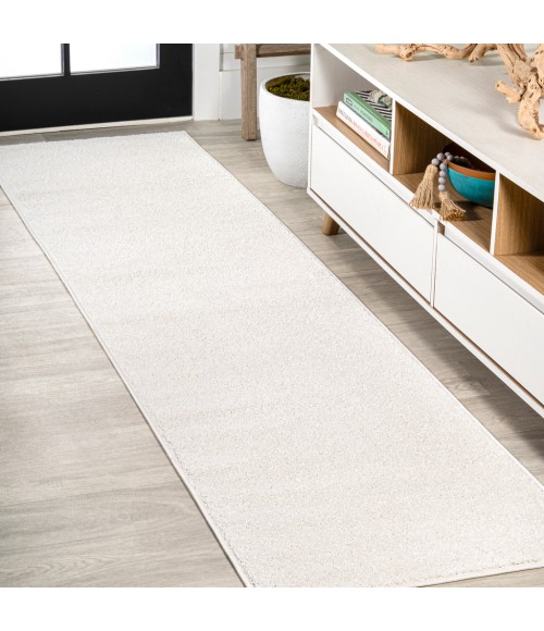SUPERSOFT Area Rug Haze Solid Low-Pile Cream 2 ft. x 12 ft. Runner Rug