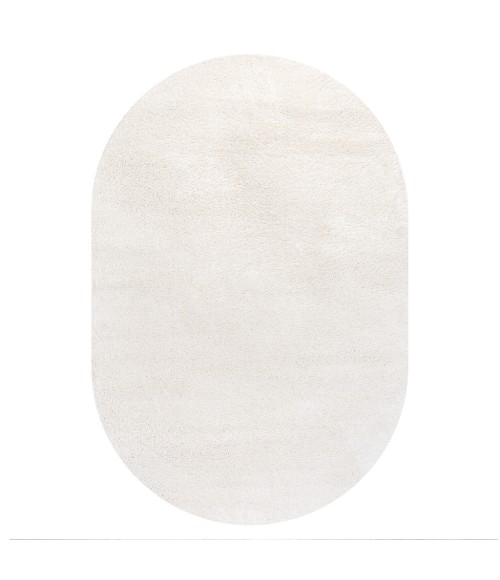 SUPERSOFT Area Rug Haze Solid Low-Pile Cream 4 ft. x 6 ft. Oval Area Rug