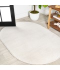 SUPERSOFT Area Rug Haze Solid Low-Pile Cream 4 ft. x 6 ft. Oval Area Rug