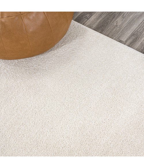 SUPERSOFT Area Rug Haze Solid Low-Pile Cream 4 ft. x 6 ft. Oval Area Rug