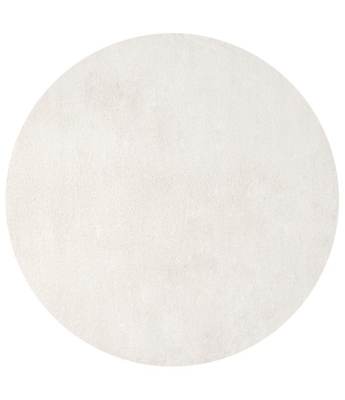 SUPERSOFT Area Rug Haze Solid Low-Pile Cream 5' Round Area Rug