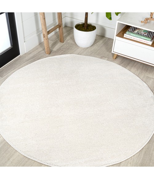 SUPERSOFT Area Rug Haze Solid Low-Pile Cream 5' Round Area Rug