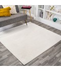 Haze Solid Low-Pile Cream 5' Square Area Rug