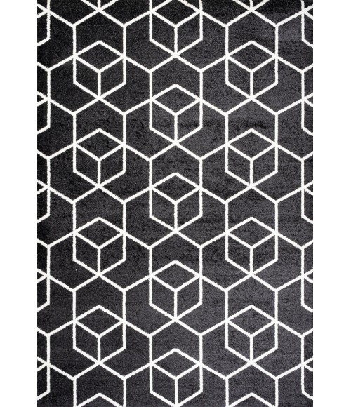 SUPERSOFT Area Rug Tumbling Blocks Modern Geometric Black/White 4 ft. x 6 ft. Area Rug