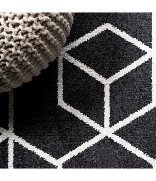 SUPERSOFT Area Rug Tumbling Blocks Modern Geometric Black/White 4 ft. x 6 ft. Area Rug