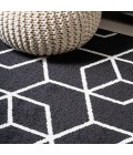 SUPERSOFT Area Rug Tumbling Blocks Modern Geometric Black/White 4 ft. x 6 ft. Area Rug