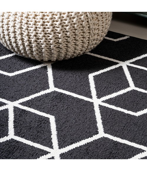 SUPERSOFT Area Rug Tumbling Blocks Modern Geometric Black/White 4 ft. x 6 ft. Area Rug