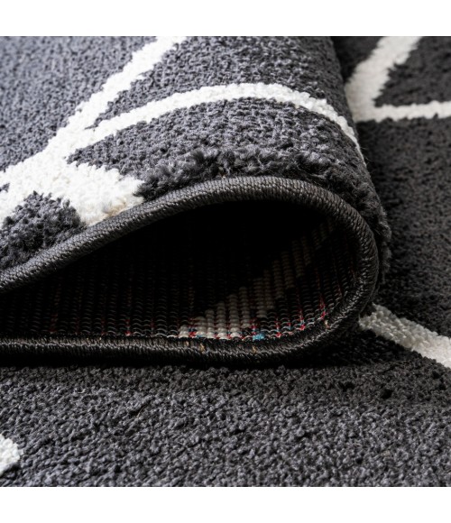 SUPERSOFT Area Rug Tumbling Blocks Modern Geometric Black/White 2 ft. x 8 ft. Runner Rug