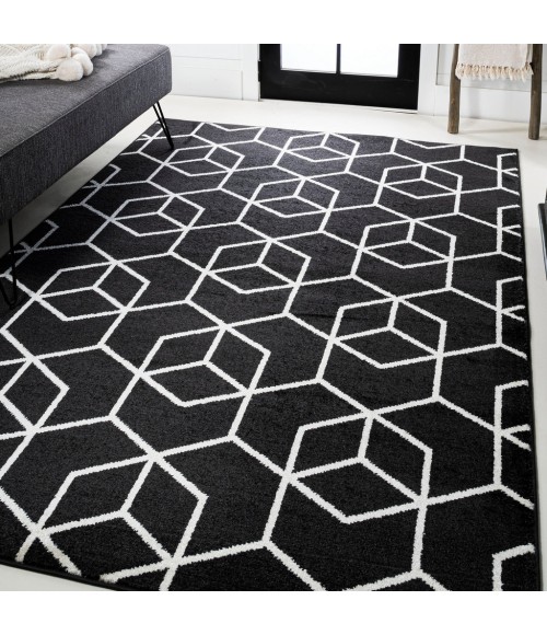 SUPERSOFT Area Rug Tumbling Blocks Modern Geometric Black/White 4 ft. x 6 ft. Area Rug