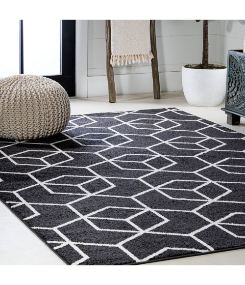 SUPERSOFT Area Rug Tumbling Blocks Modern Geometric Black/White 4 ft. x 6 ft. Area Rug