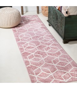 Jonathany Supersoft SEU101B Rose/White Area Rug 2 ft. X 8 ft. Runner
