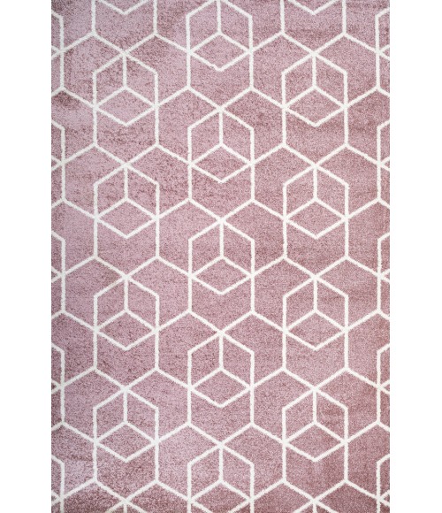 Tumbling Blocks Modern Geometric Rose/White 5 ft. x 8 ft. Area Rug