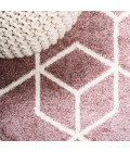Tumbling Blocks Modern Geometric Rose/White 5 ft. x 8 ft. Area Rug