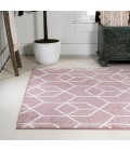 Tumbling Blocks Modern Geometric Rose/White 5 ft. x 8 ft. Area Rug