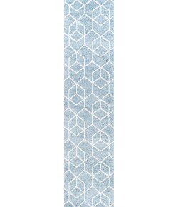Jonathany Supersoft SEU101C Light Blue/White Area Rug 2 ft. X 8 ft. Runner