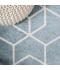SUPERSOFT Area Rug Tumbling Blocks Modern Geometric Light Blue/White 2 ft. x 8 ft. Runner Rug