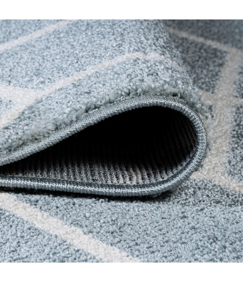 SUPERSOFT Area Rug Tumbling Blocks Modern Geometric Light Blue/White 2 ft. x 8 ft. Runner Rug
