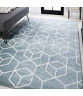 Tumbling Blocks Modern Geometric Light Blue/White 8 ft. x 10 ft. Area Rug