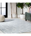 Tumbling Blocks Modern Geometric Light Blue/White 8 ft. x 10 ft. Area Rug