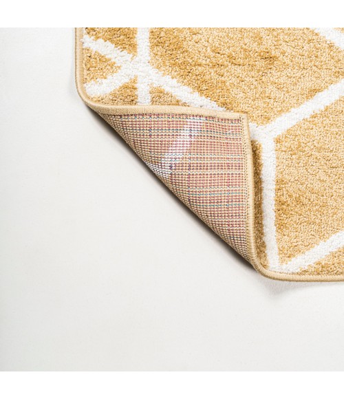 SUPERSOFT Area Rug Tumbling Blocks Modern Geometric Gold/White 3 ft. x 5 ft. Area Rug