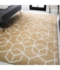 SUPERSOFT Area Rug Tumbling Blocks Modern Geometric Gold/White 3 ft. x 5 ft. Area Rug