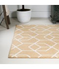 SUPERSOFT Area Rug Tumbling Blocks Modern Geometric Gold/White 3 ft. x 5 ft. Area Rug