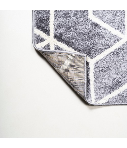 Tumbling Blocks Modern Geometric Gray/White 3 ft. x 5 ft. Area Rug