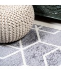 Tumbling Blocks Modern Geometric Gray/White 3 ft. x 5 ft. Area Rug