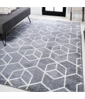 Tumbling Blocks Modern Geometric Gray/White 3 ft. x 5 ft. Area Rug