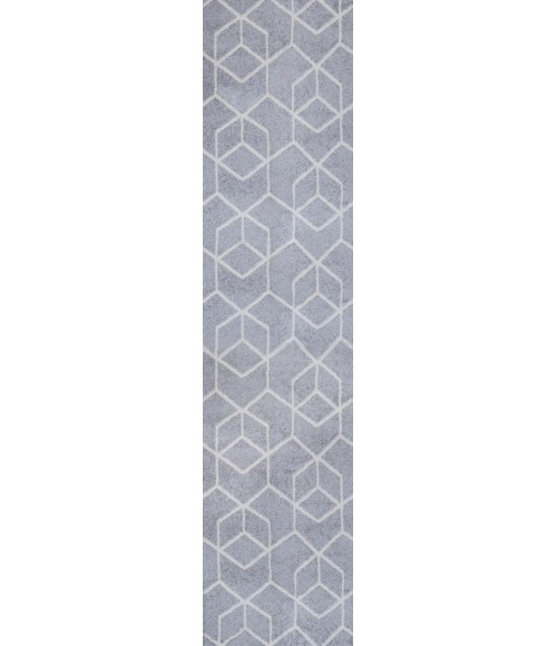 SUPERSOFT Area Rug Tumbling Blocks Modern Geometric Light Gray/White 2 ft. x 8 ft. Runner Rug