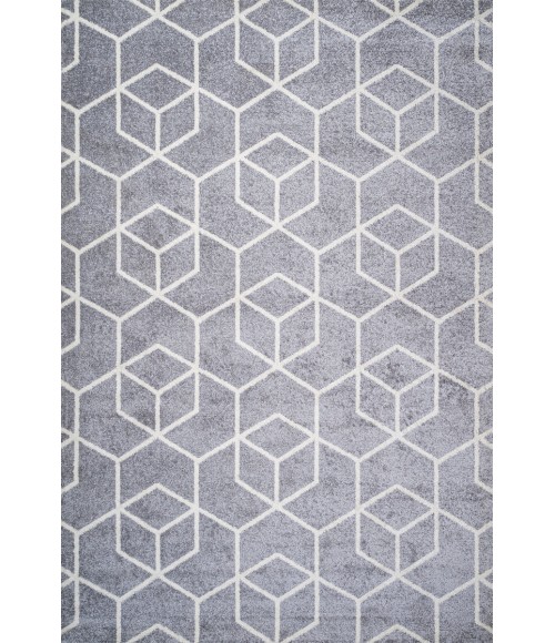 SUPERSOFT Area Rug Tumbling Blocks Modern Geometric Light Gray/White 3 ft. x 5 ft. Area Rug