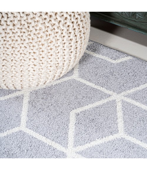 SUPERSOFT Area Rug Tumbling Blocks Modern Geometric Light Gray/White 3 ft. x 5 ft. Area Rug