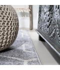 SUPERSOFT Area Rug Tumbling Blocks Modern Geometric Light Gray/White 2 ft. x 8 ft. Runner Rug