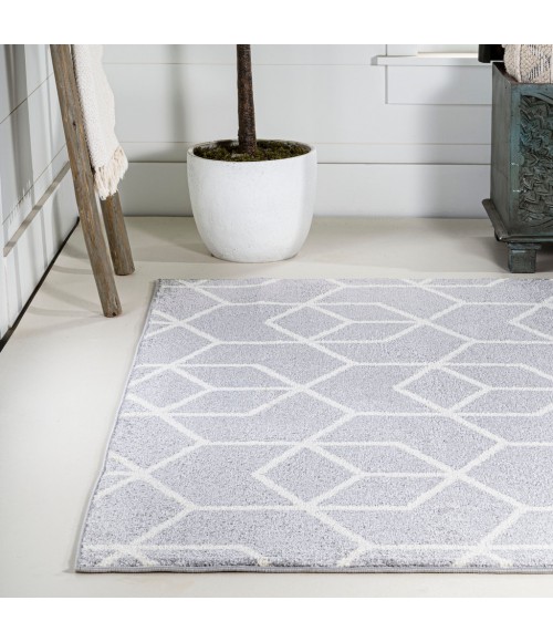 SUPERSOFT Area Rug Tumbling Blocks Modern Geometric Light Gray/White 3 ft. x 5 ft. Area Rug
