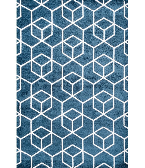 SUPERSOFT Area Rug Tumbling Blocks Modern Geometric Navy/White 4 ft. x 6 ft. Area Rug
