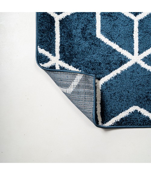 SUPERSOFT Area Rug Tumbling Blocks Modern Geometric Navy/White 4 ft. x 6 ft. Area Rug