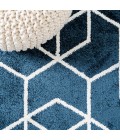 SUPERSOFT Area Rug Tumbling Blocks Modern Geometric Navy/White 4 ft. x 6 ft. Area Rug