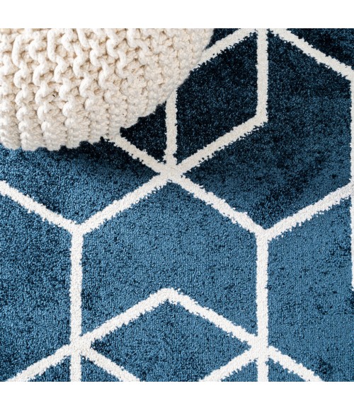 SUPERSOFT Area Rug Tumbling Blocks Modern Geometric Navy/White 4 ft. x 6 ft. Area Rug