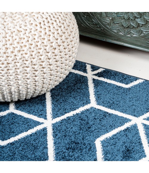 SUPERSOFT Area Rug Tumbling Blocks Modern Geometric Navy/White 4 ft. x 6 ft. Area Rug