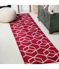 SUPERSOFT Area Rug Tumbling Blocks Modern Geometric Red/White 2 ft. x 8 ft. Runner Rug
