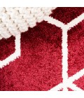 SUPERSOFT Area Rug Tumbling Blocks Modern Geometric Red/White 2 ft. x 8 ft. Runner Rug