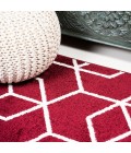 SUPERSOFT Area Rug Tumbling Blocks Modern Geometric Red/White 2 ft. x 8 ft. Runner Rug
