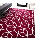 SUPERSOFT Area Rug Tumbling Blocks Modern Geometric Red/White 5 ft. x 8 ft. Area Rug
