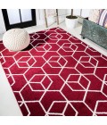 SUPERSOFT Area Rug Tumbling Blocks Modern Geometric Red/White 5 ft. x 8 ft. Area Rug