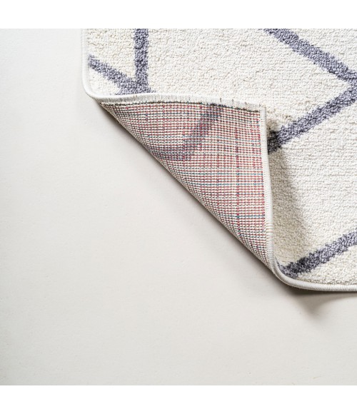 SUPERSOFT Area Rug Tumbling Blocks Modern Geometric White/Gray 2 ft. x 8 ft. Runner Rug