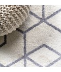 SUPERSOFT Area Rug Tumbling Blocks Modern Geometric White/Gray 2 ft. x 8 ft. Runner Rug