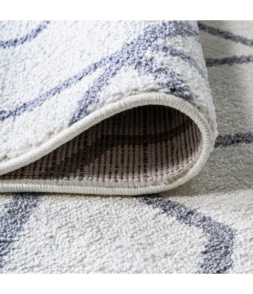 SUPERSOFT Area Rug Tumbling Blocks Modern Geometric White/Gray 2 ft. x 8 ft. Runner Rug