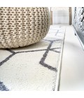 SUPERSOFT Area Rug Tumbling Blocks Modern Geometric White/Gray 2 ft. x 8 ft. Runner Rug