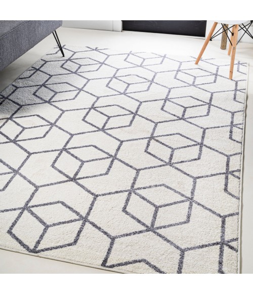 SUPERSOFT Area Rug Tumbling Blocks Modern Geometric White/Gray 4 ft. x 6 ft. Area Rug