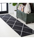 SUPERSOFT Area Rug Cole Minimalist Diamond Trellis Black/White 2 ft. x 10 ft. Runner Rug
